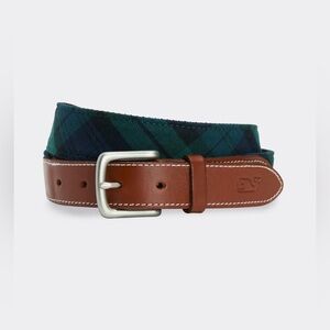 Men's Vineyard Vines black watch plaid printed club belt